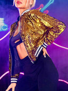 Casual Gold Sequin Jacket Top