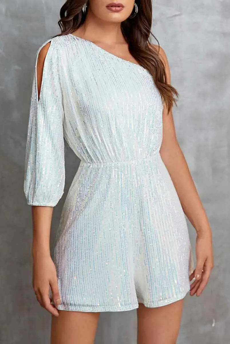 white one shoulder jumpsuit