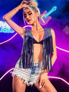 rainbow sequin fringe tank top