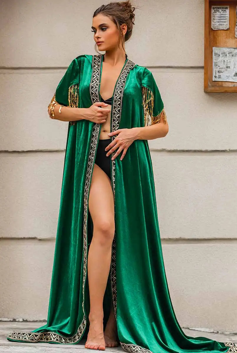 Sequin Hooded Cape (Green)