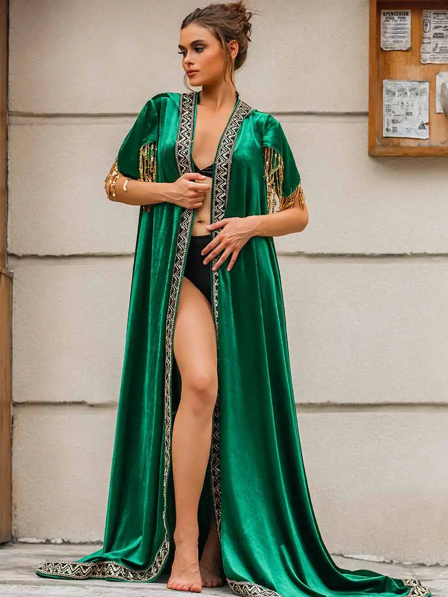 Sequin Hooded Cape (Green)