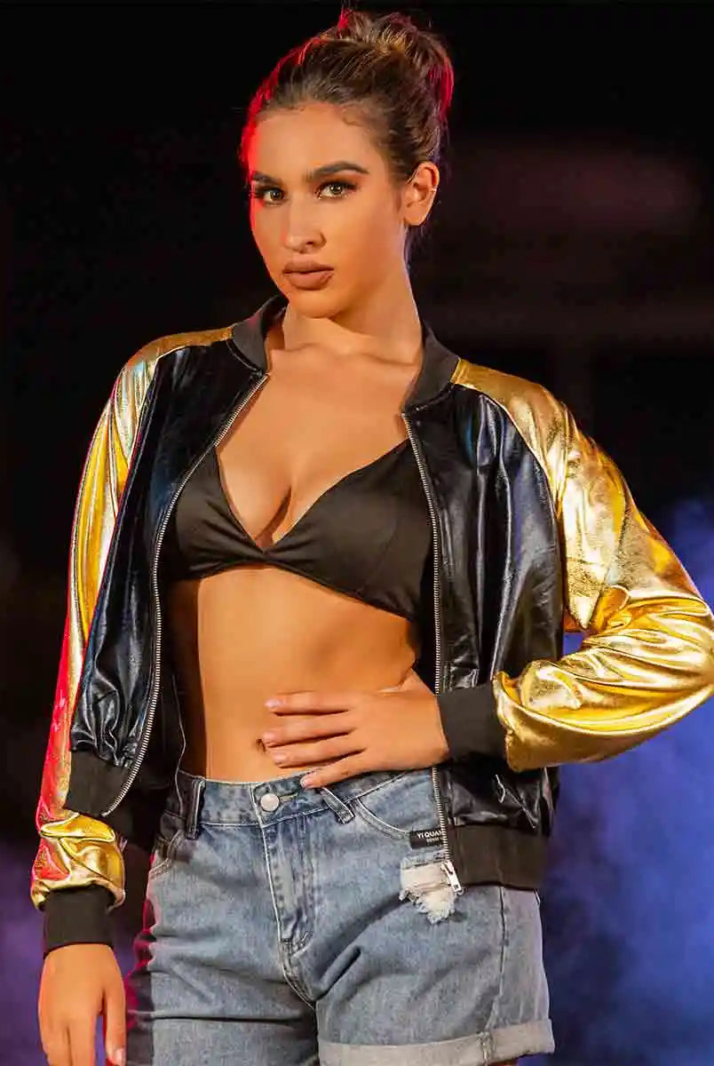 Gold Reflective Sleeves Jacket Top