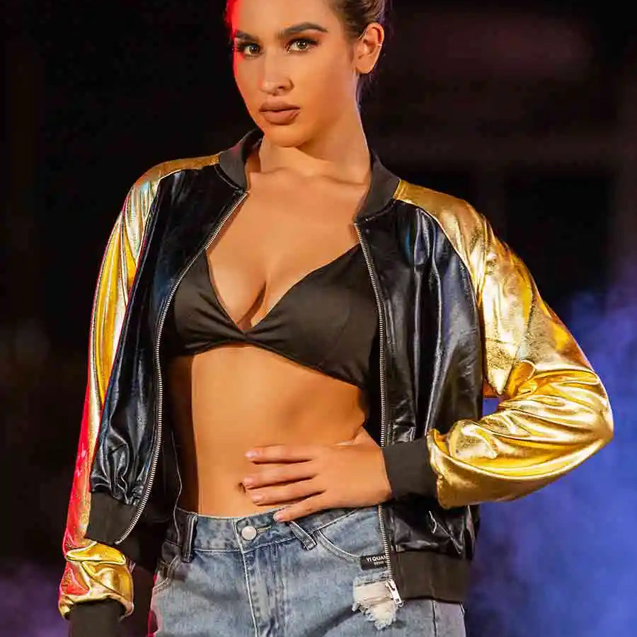 Gold Reflective Sleeves Jacket Top