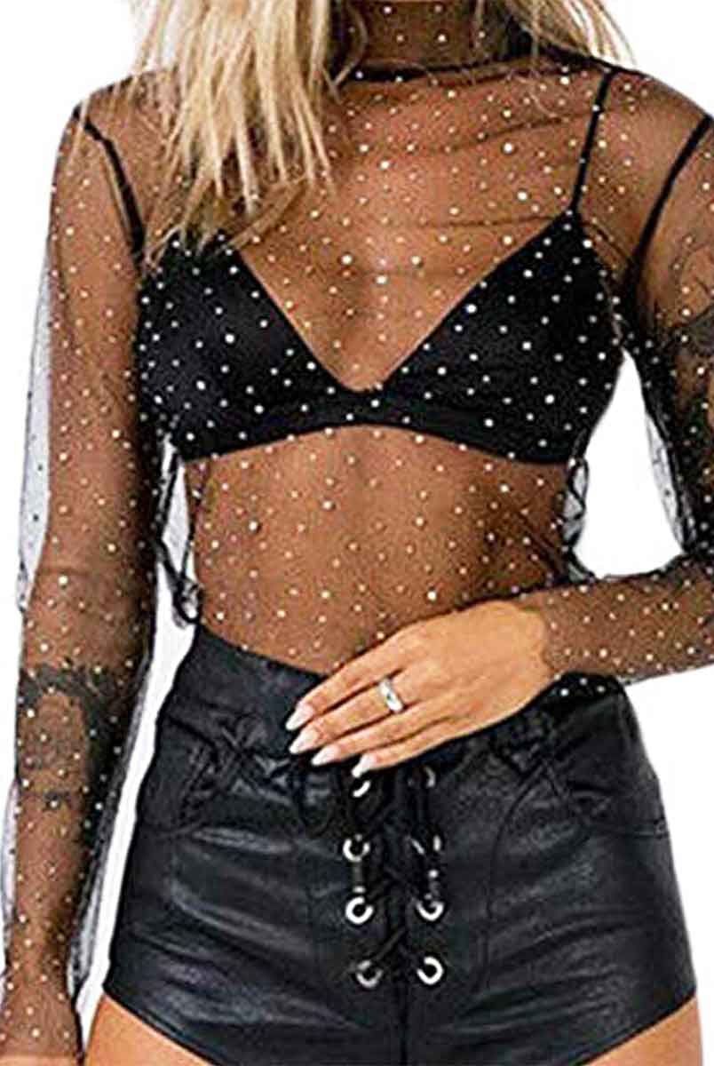 Rhinestone Mesh Tee