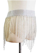 Metallic Rhinestone Fringe Skirt
