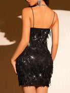 Black Sequin Fringe Dress