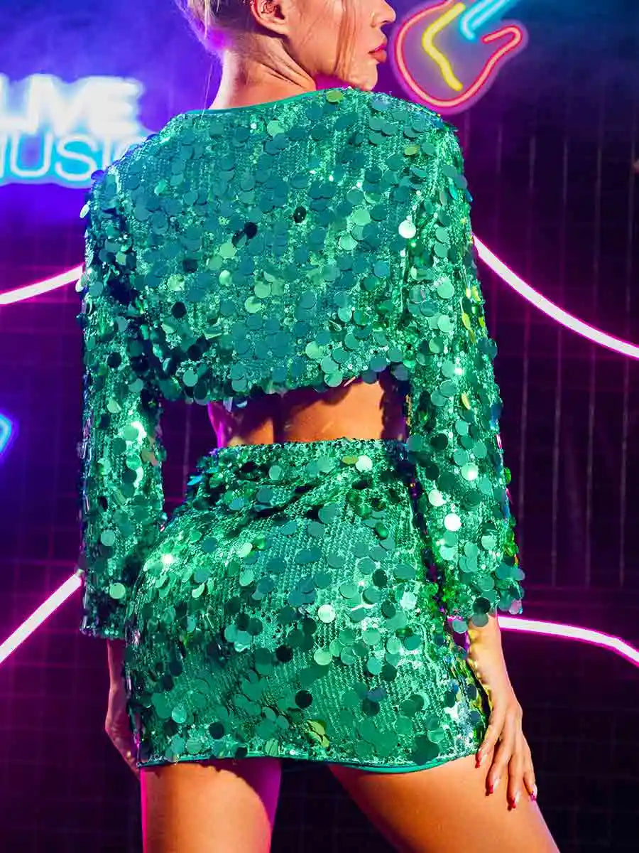 Women's Green Sequin Jacket