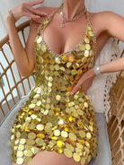 Sexy open back sequin mini dress