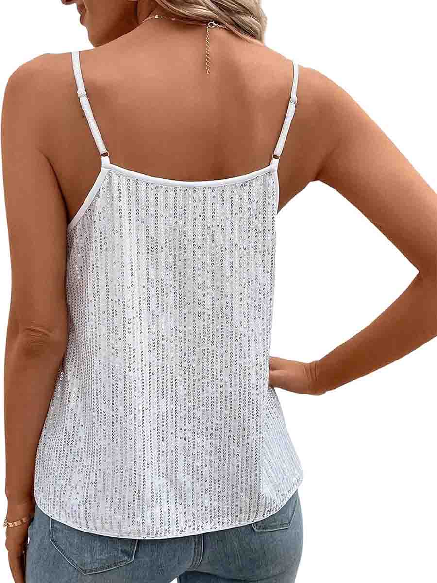 Women's Silver Sparkle Tank: V-Neck Cami