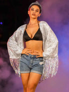 Sequin Fringe Cardigan (Silver)