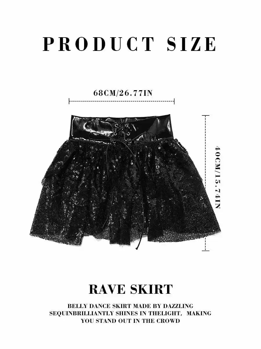 Black Sequin Mini Skirt