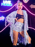 silver sequin fringe top