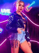 black sequin fringe jacket