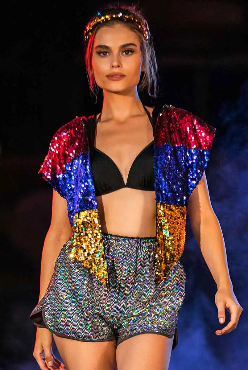 Unique Sequin Hooded Shawl