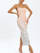 Ombre Pink Sequin Midi Slip Dress