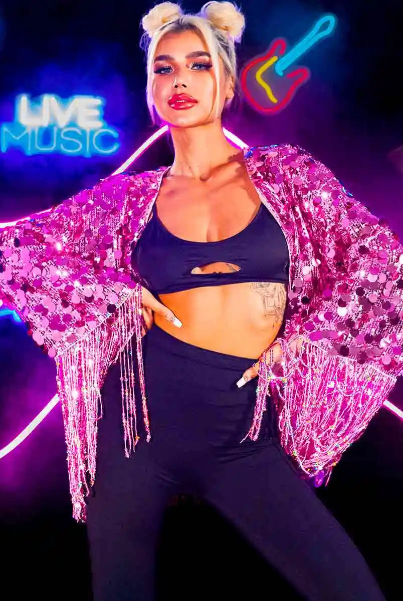 Sparkly Pink Fringe Jacket