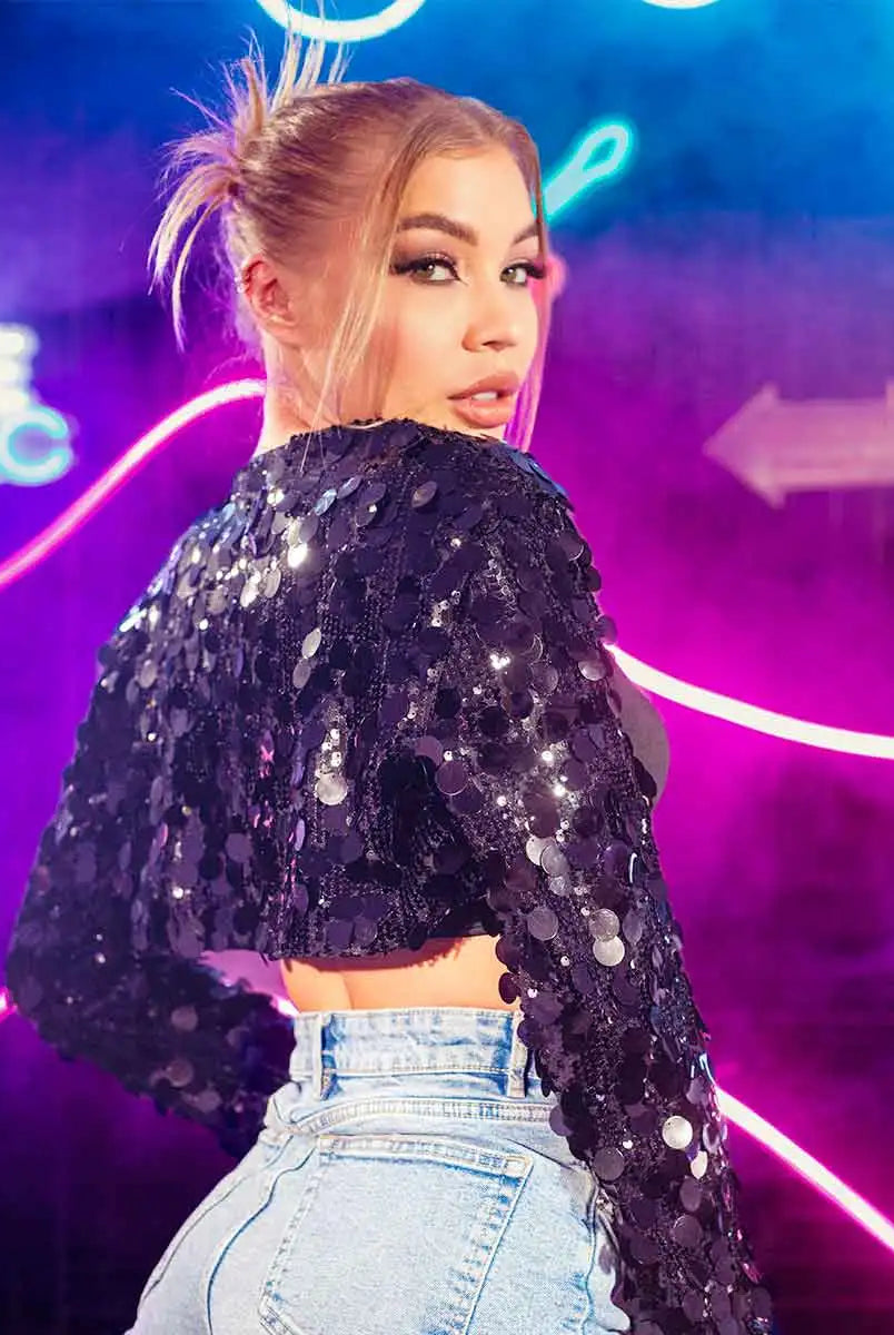 black sequin bolero