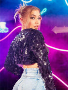 black sequin bolero