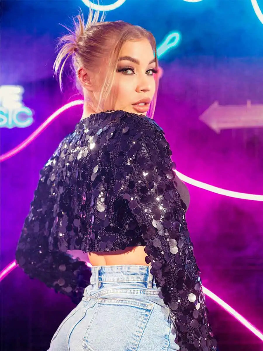 black sequin bolero