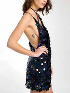 Deep V Sequin Mini Dress