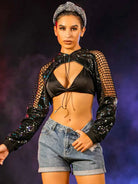 Sparkly Black Mesh Top