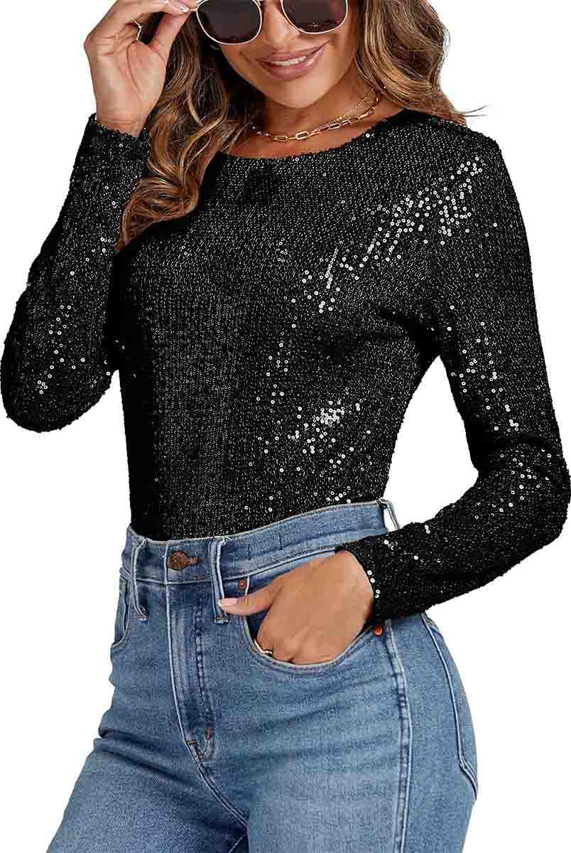 Draped Sequin Bodysuit