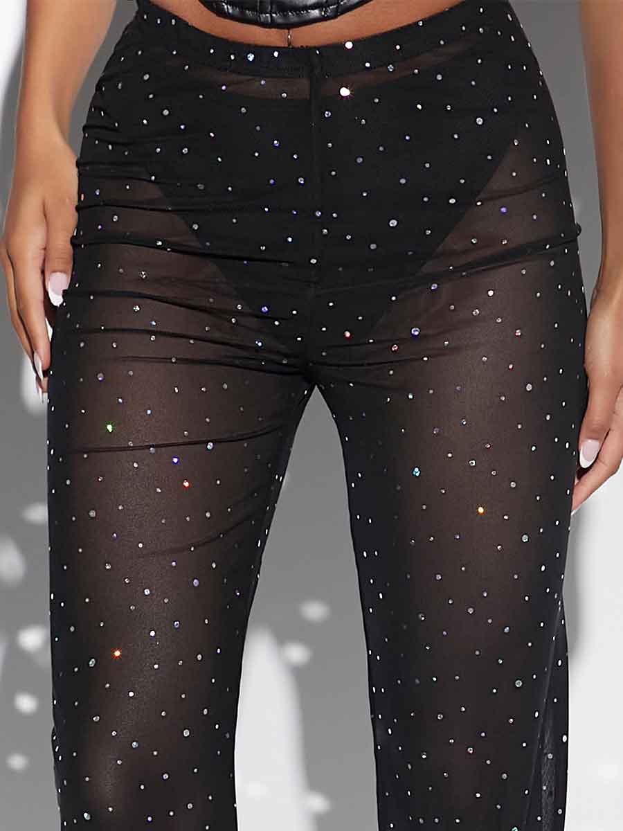 High-Waisted Rhinestone Pants
