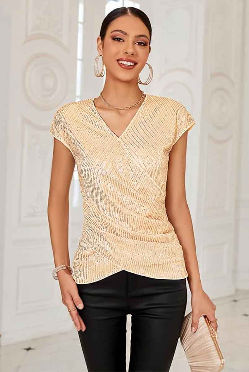 gold blouses for women