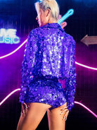 Sequin Skirt & Jacket Set (Navy)