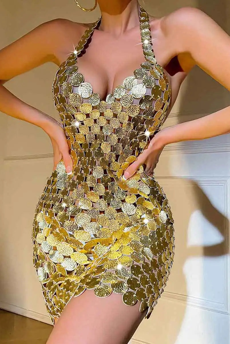 Sparkly Gold Mini Dress