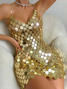 Gold sequin disco mini dress