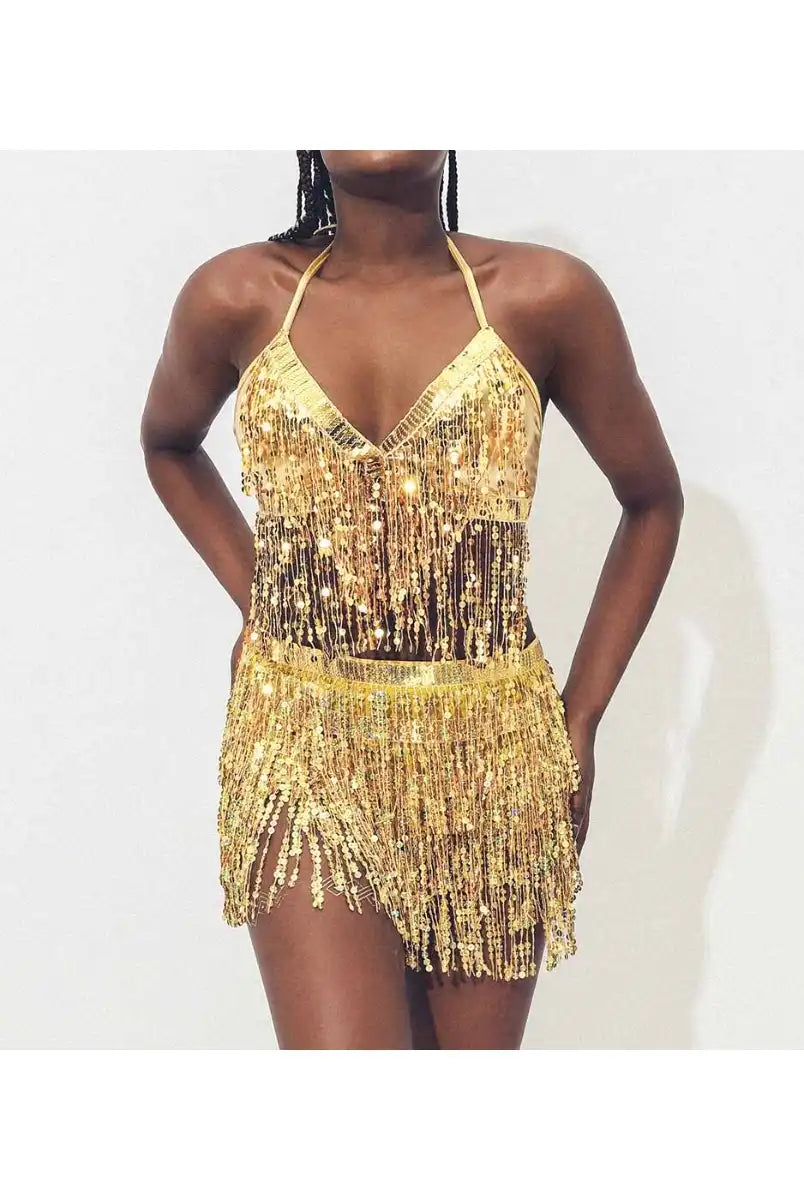 gold tassel two piece set