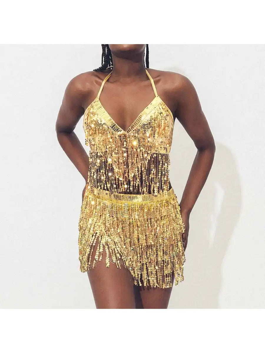 gold tassel two piece set