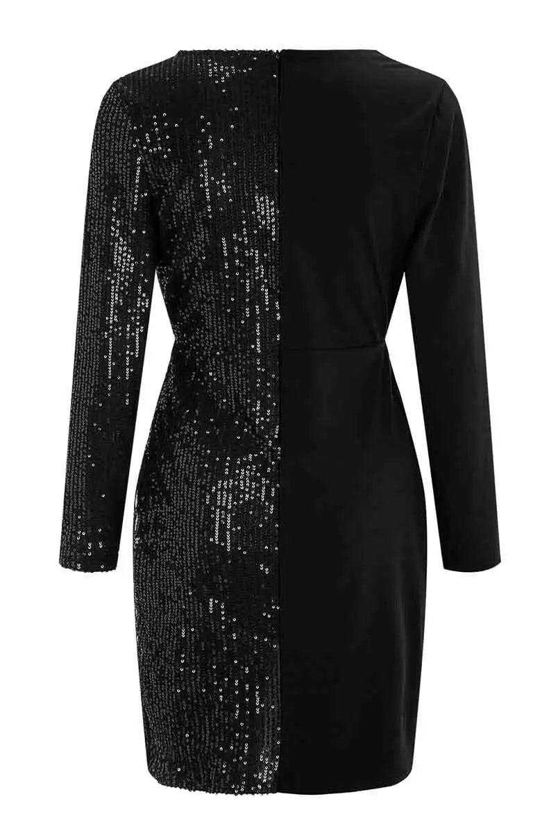 Elegant Sequin Gown with Wrap Hip and Slit