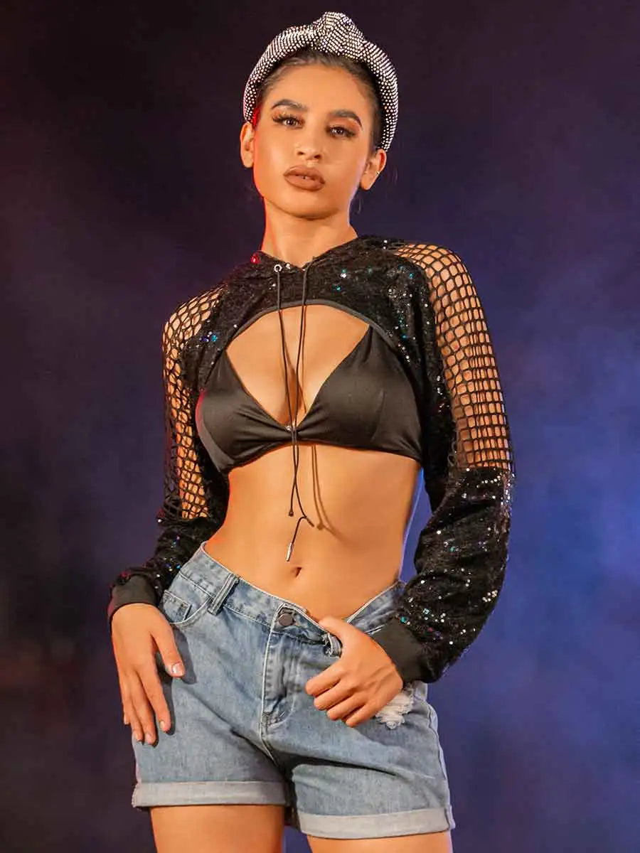 Fashionable Mesh Sequin Top