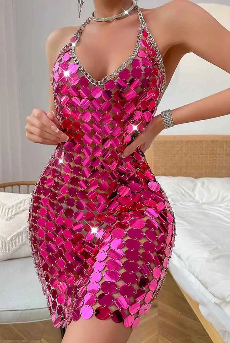 disc sequin mini dress