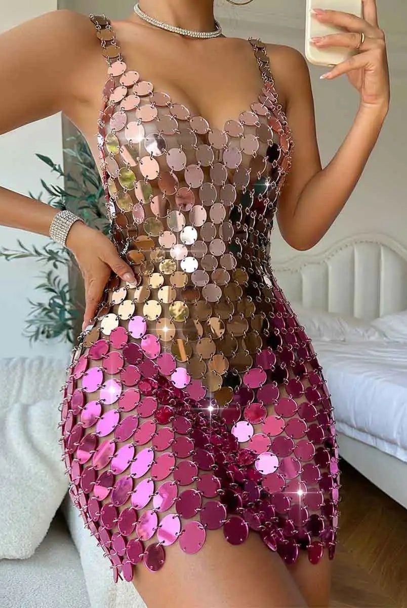pink chainmail dress
