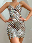 Silver Sequin Mini Dress
