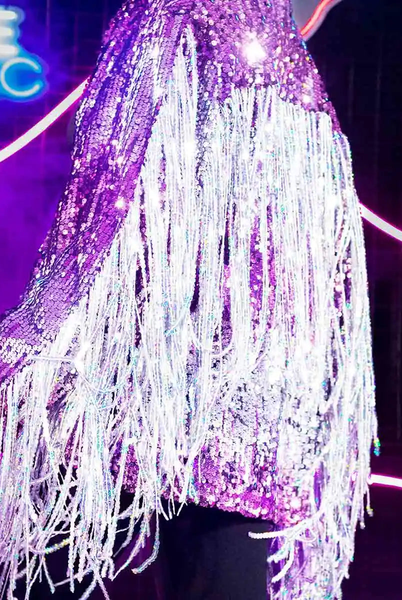 Sparkly Purple Fringe Jacket