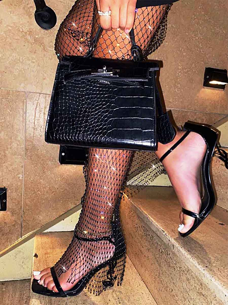 fishnet rhinestone pants