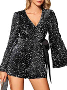 black sequin jumpsuit long sleeve