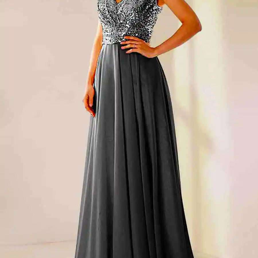 Sequin V-Neck Prom Dress
