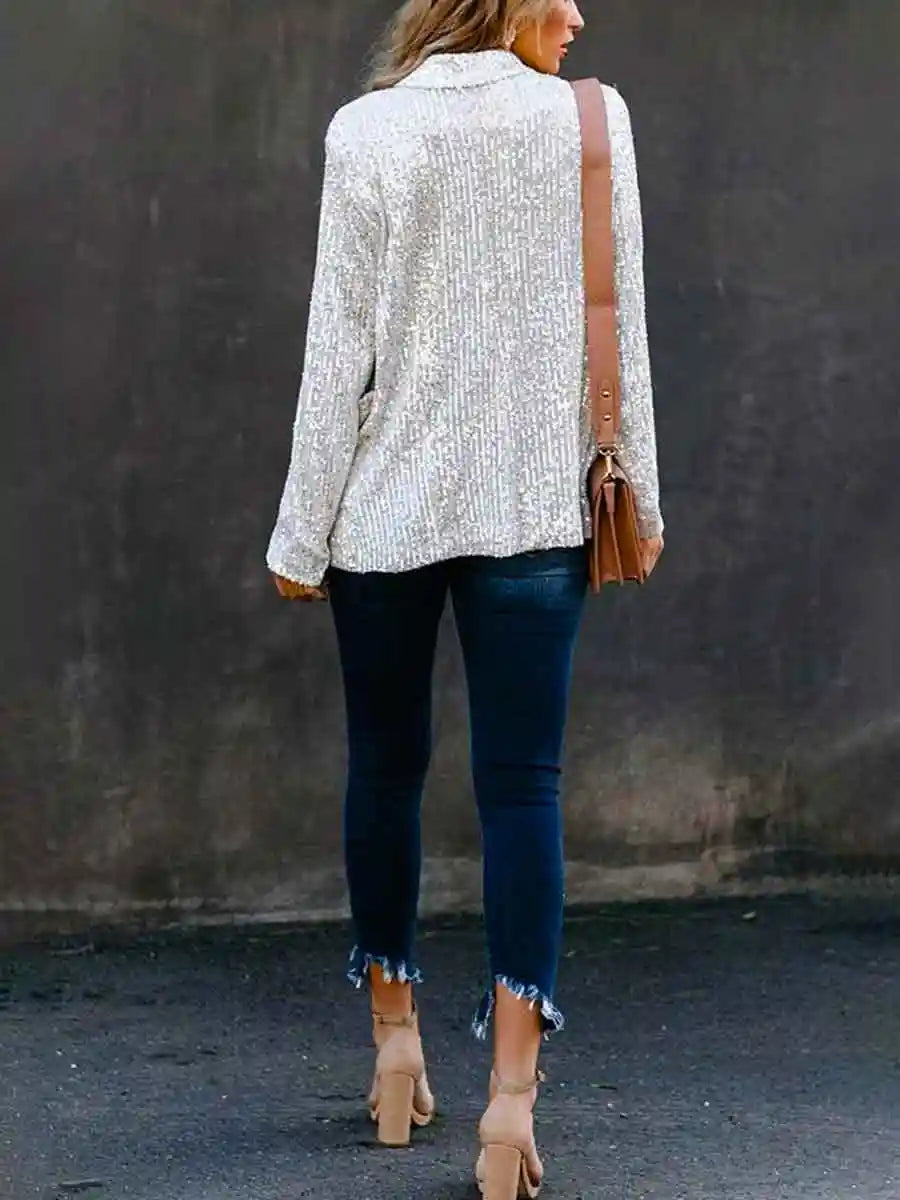 Silver Sequin Blazers Ladies