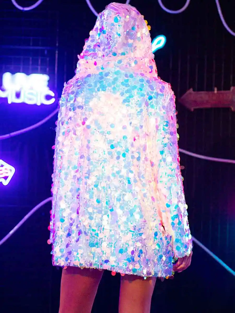 Silver Sequin Long Sleeve Top