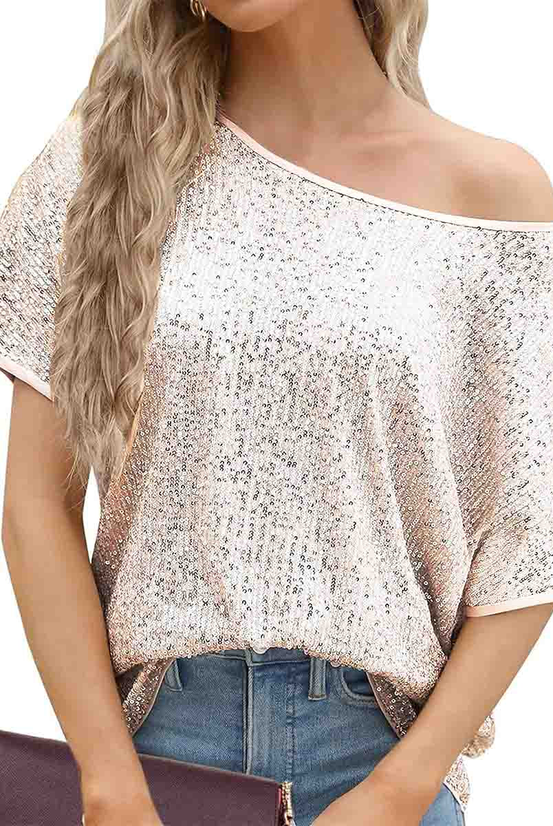 Casual Gold Glitter Tee: Spring Style