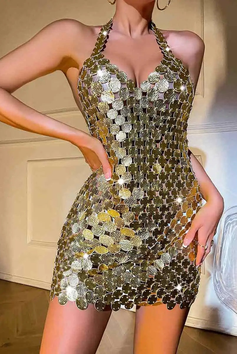 Gold Sparkly Mini Dress