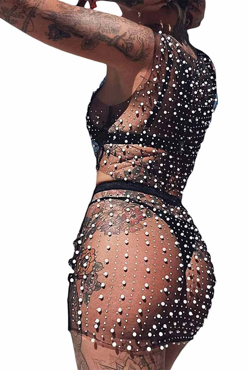 Rhinestone & Pearl Mesh Set