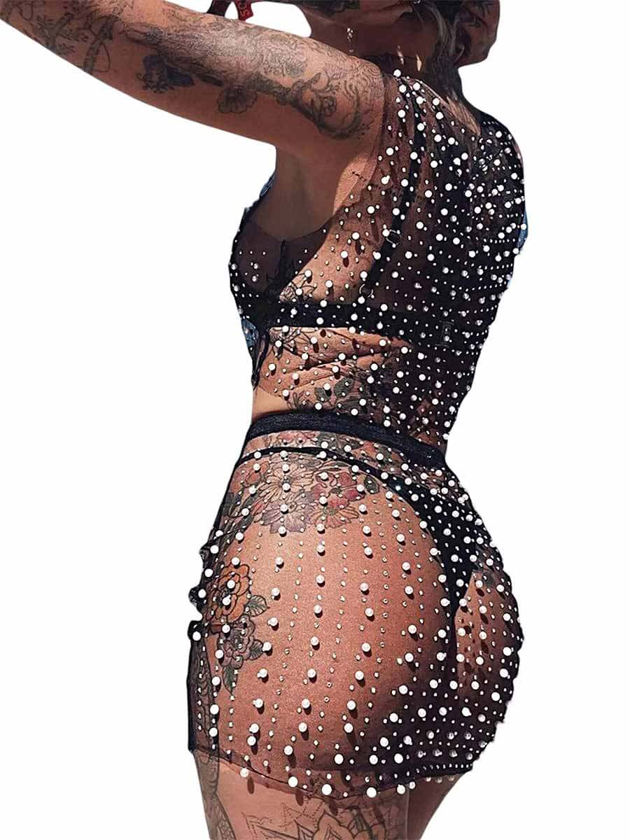 Rhinestone & Pearl Mesh Set