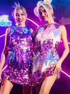 Ombre Sequin Mini Shirt Dress