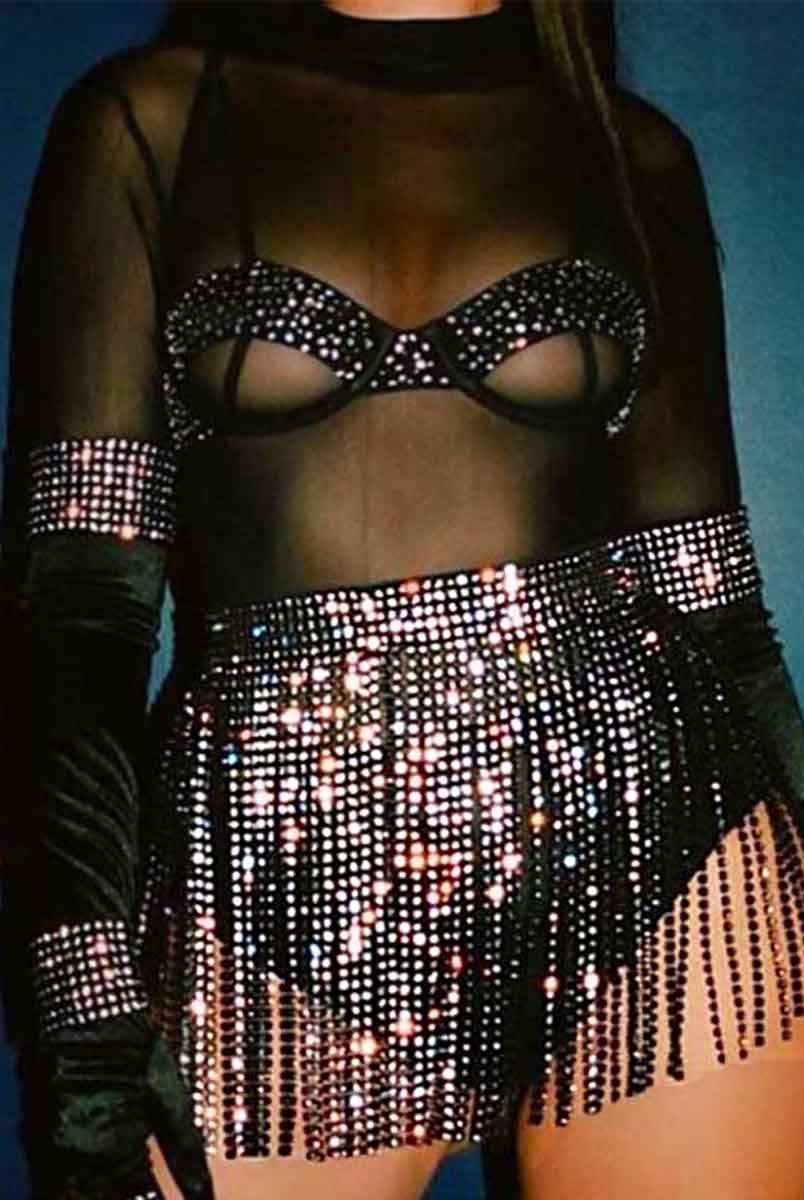 black rhinestone skirt